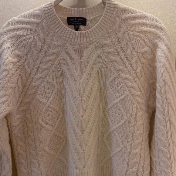 Rag & Bone Cashmere Cream Cropped Sweater - Picture 2 of 5